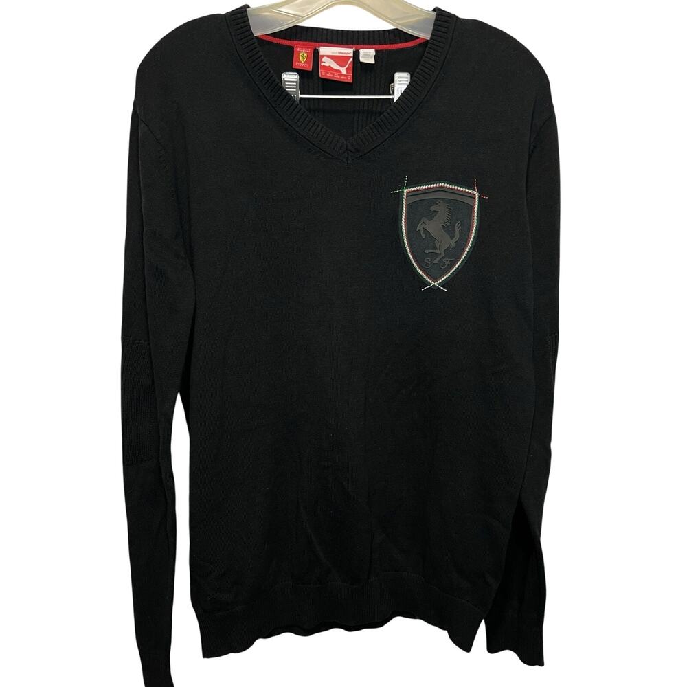 Ferrari x Puma Mens Scuderia Ferrari Sweater Long Sleeve Pullover v neck size M